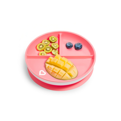 Plato con Divisiones y Ventosa Stay Put - Rosado | Munchkin