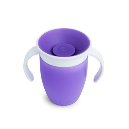 Vaso Antiderrame Miracle 360° con Asas - Morado | Munchkin
