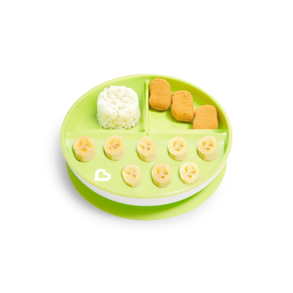 Plato con Divisiones y Ventosa Stay Put - Verde | Munchkin