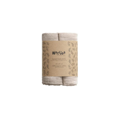 Pack of 2 Muslins 100% Organic Cotton - Cream