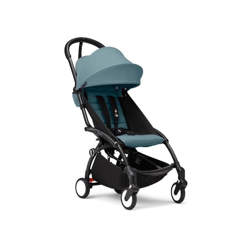 Coche Completo Stokke® YOYO³ – Chasis Negro + Asiento 6+ + Moisés - Aqua | YOYO by Stokke