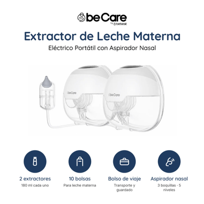 Extractor de Leche Materna Eléctrico Portátil con Aspirador Nasal | Bebesit