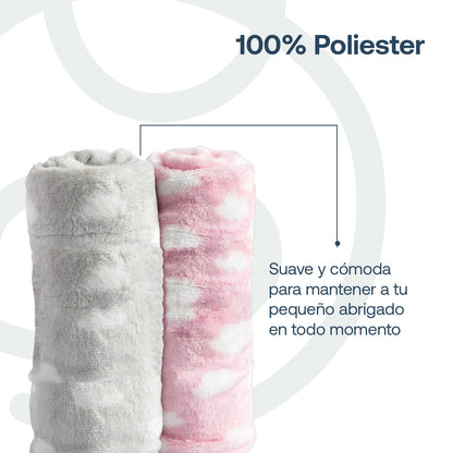 Pack 2 Mantas Hipoalergénicas - Rosado y Gris | Bebesit