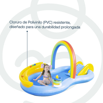 Piscina Centro de Juegos Arcoiris Tobogán Aspersor Be Splash | Bebesit