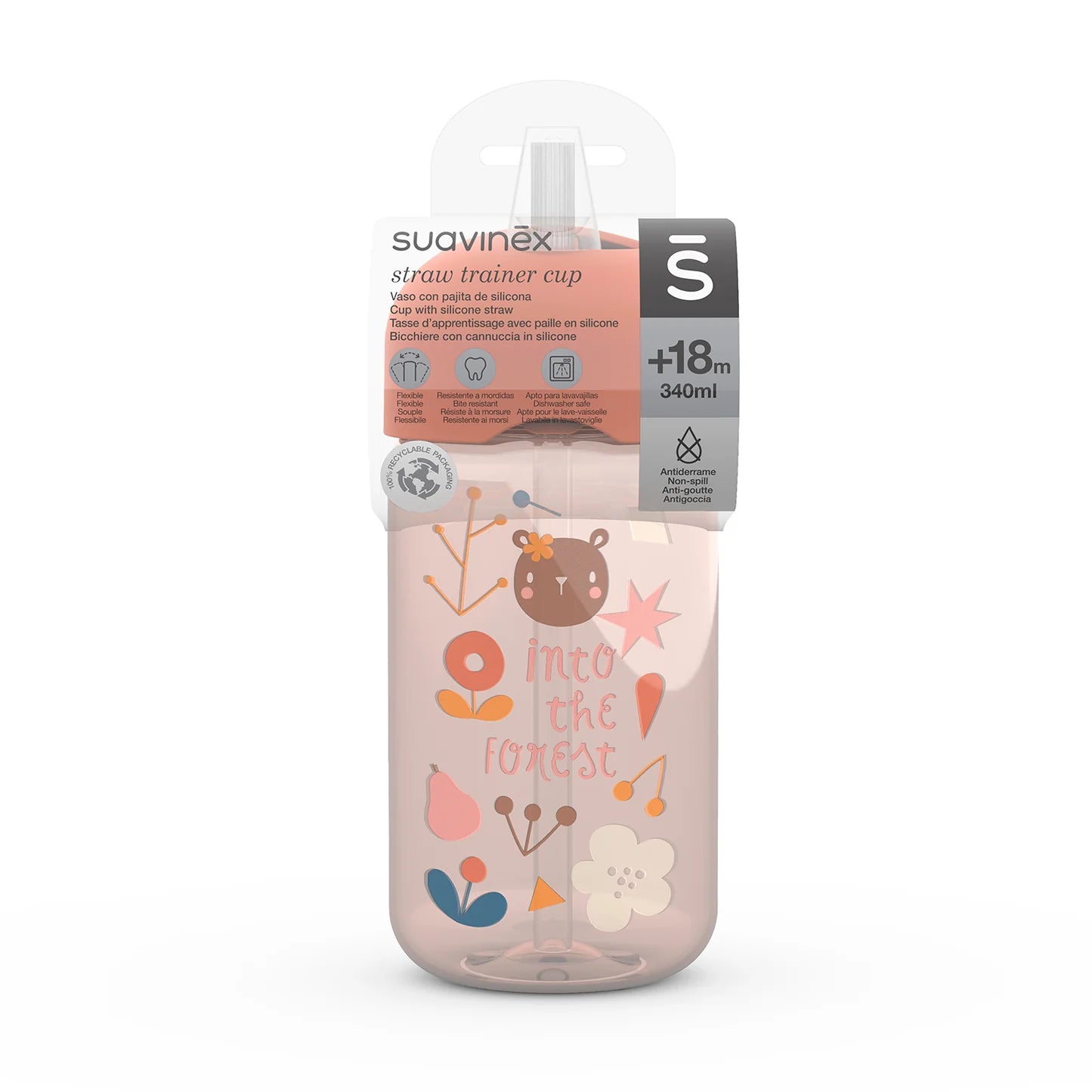 Botella con Bombilla 340ml - Rosa