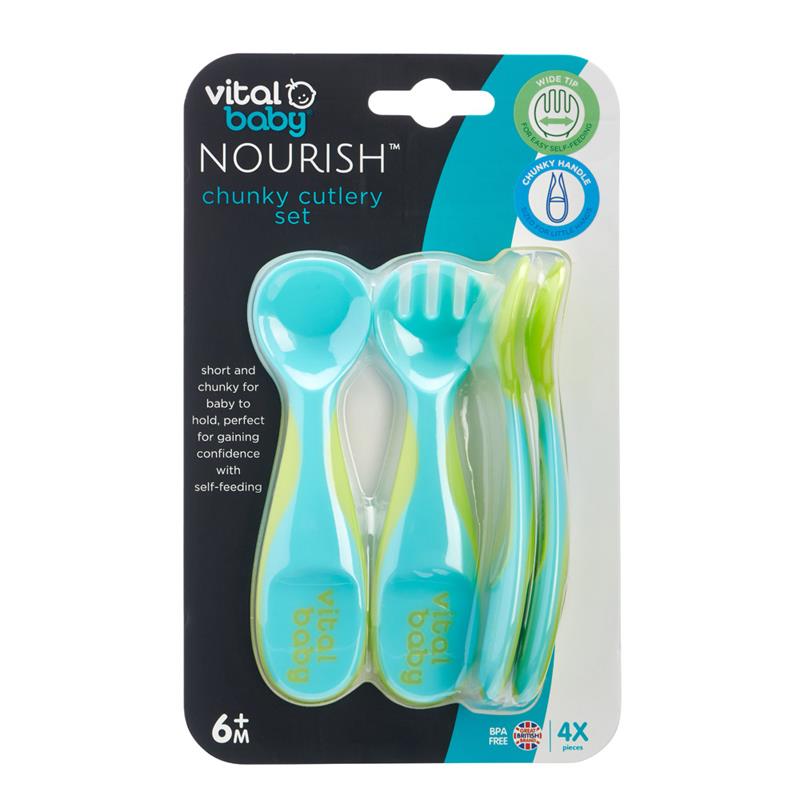 Set of 4 Plastic Cutlery - Blue and Green