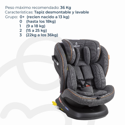 Silla de Auto Convertible Supra 360° Premium - Gris | Bebesit