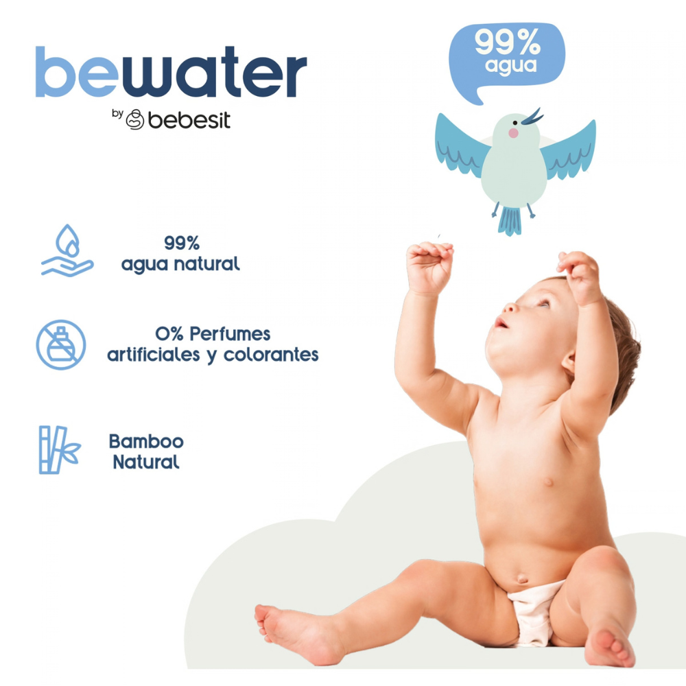 Toallitas Humedas Bewater Caja de 12 Paquetes de 60 Toallitas | Bebesit