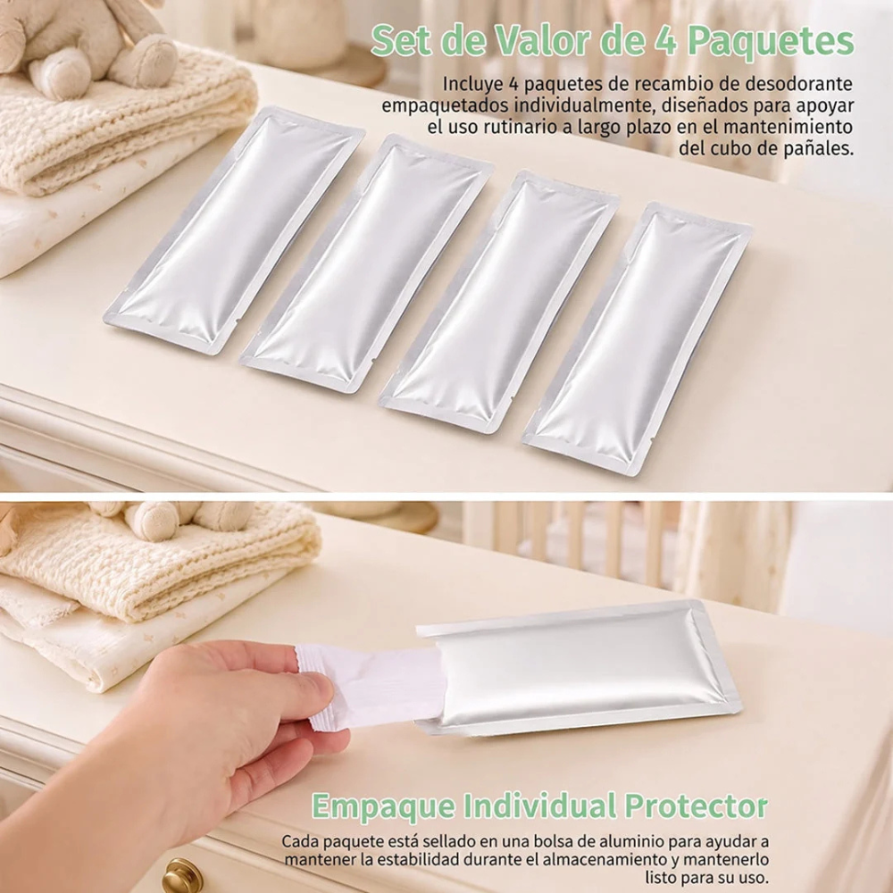 Desodorizante para Basurero de Pañales - Set de 4 Packs | MomCozy