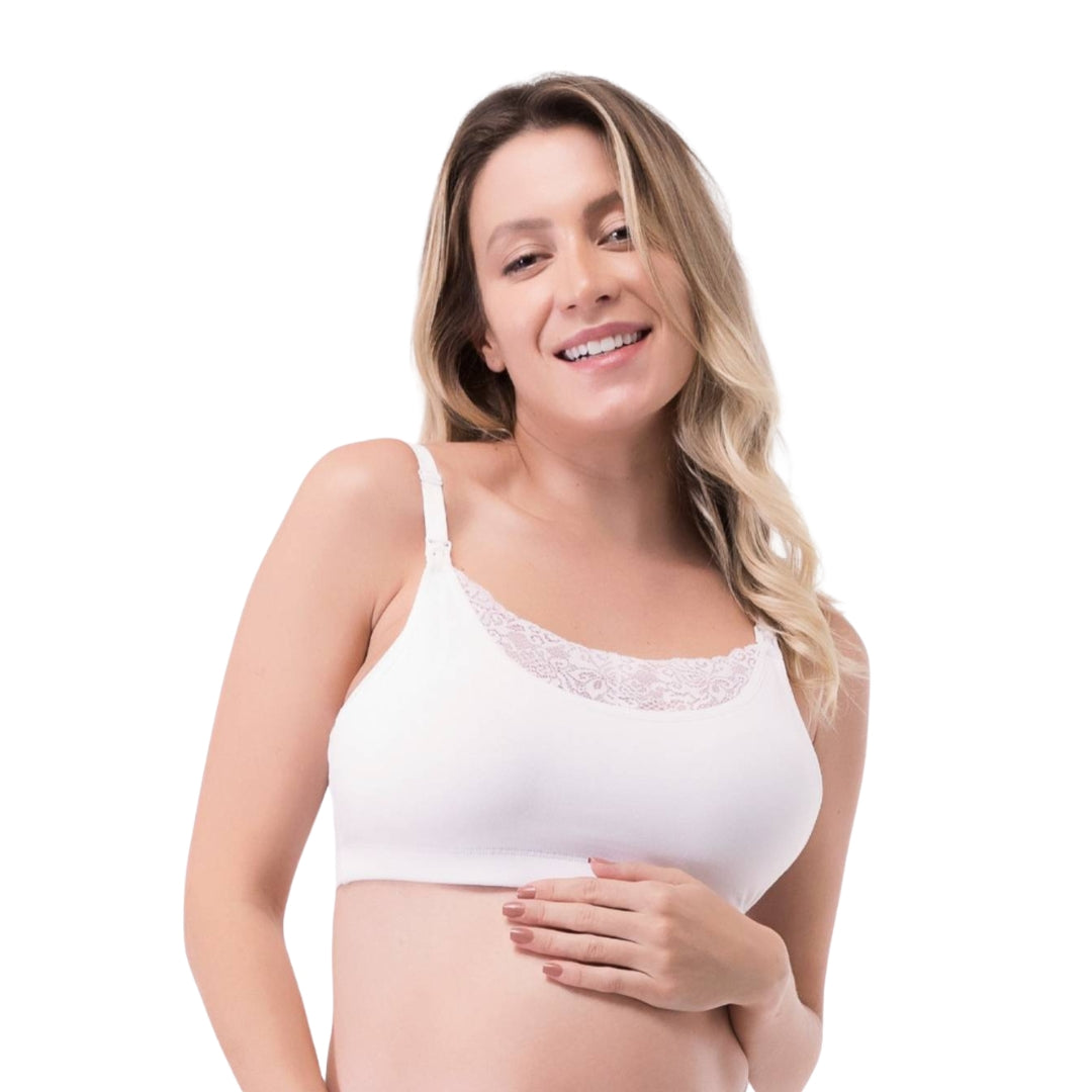 Sostén de Embarazo y Lactancia Semi Encaje - Blanco
