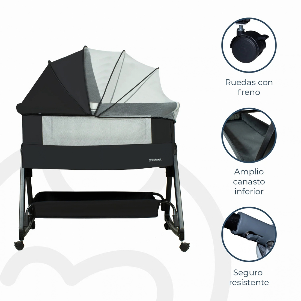 Cuna Colecho Balancin Cloud - Negro | Bebesit