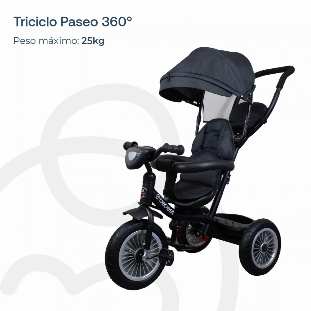 Triciclo de Paseo Infantil 360 LX - Negro | Bebesit