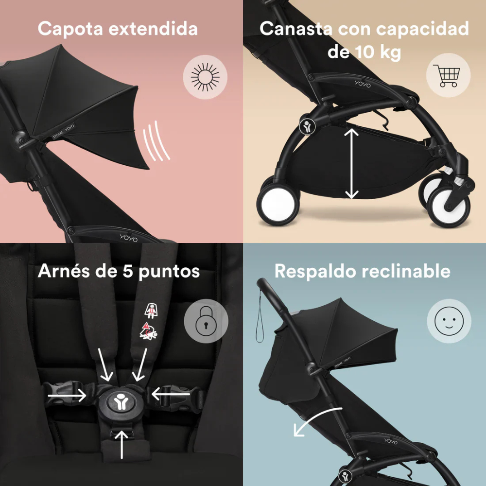 Coche Completo Stokke® YOYO³ – Chasis Negro + Asiento 6+ - Aqua | YOYO by Stokke