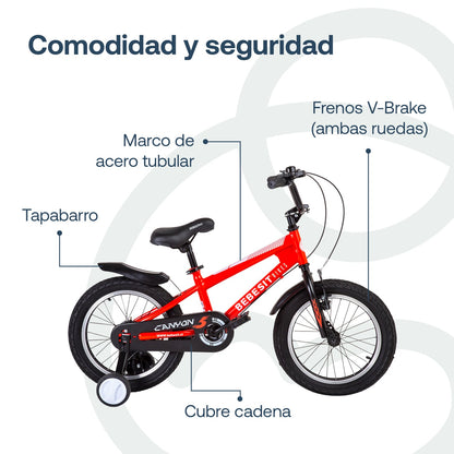 Bicicleta Infantil Canyon - Aro 16 - Rojo | Bebesit