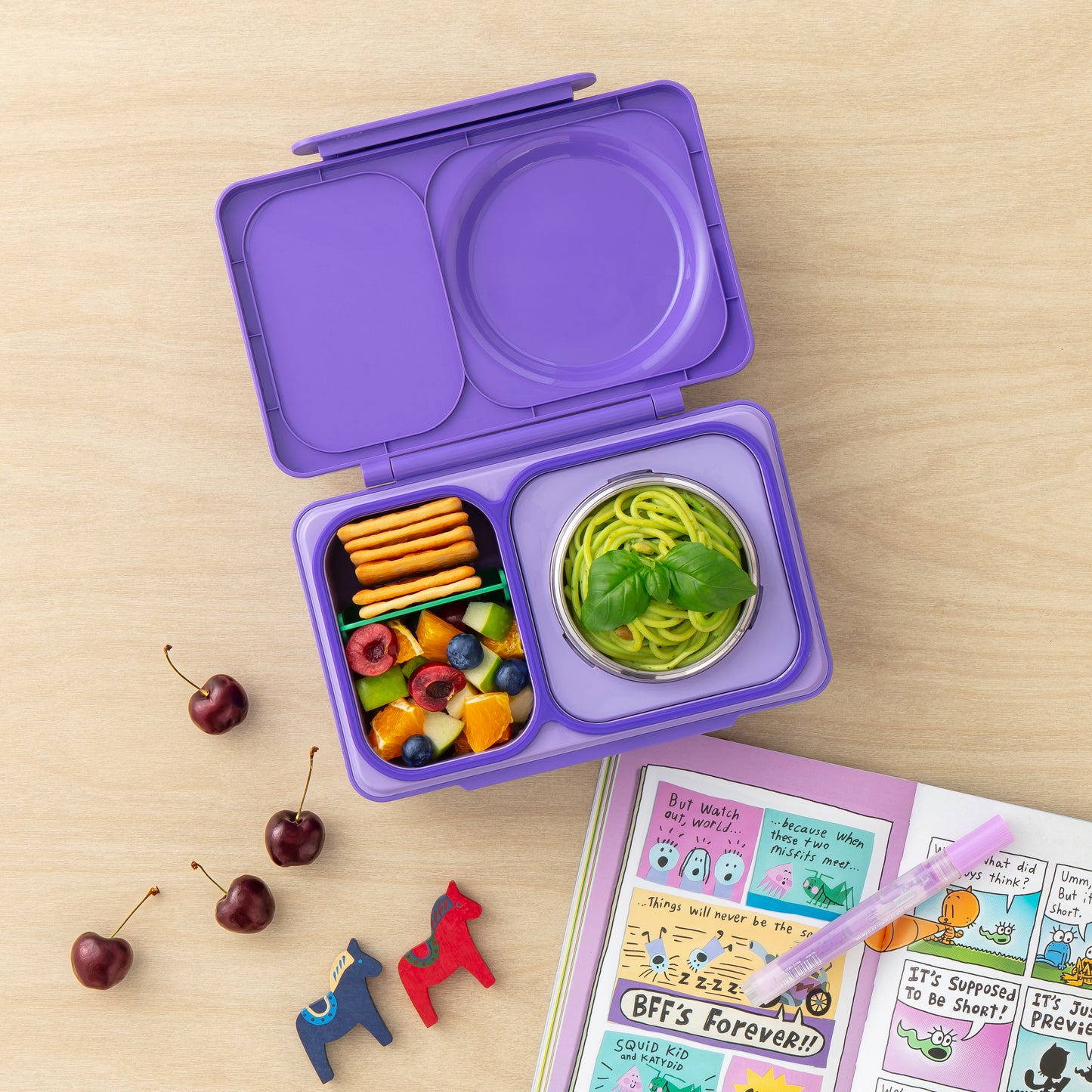 OmieBox UP® – Lonchera Térmica Infantil con Termo Integrado - Galaxy Purple | Omie
