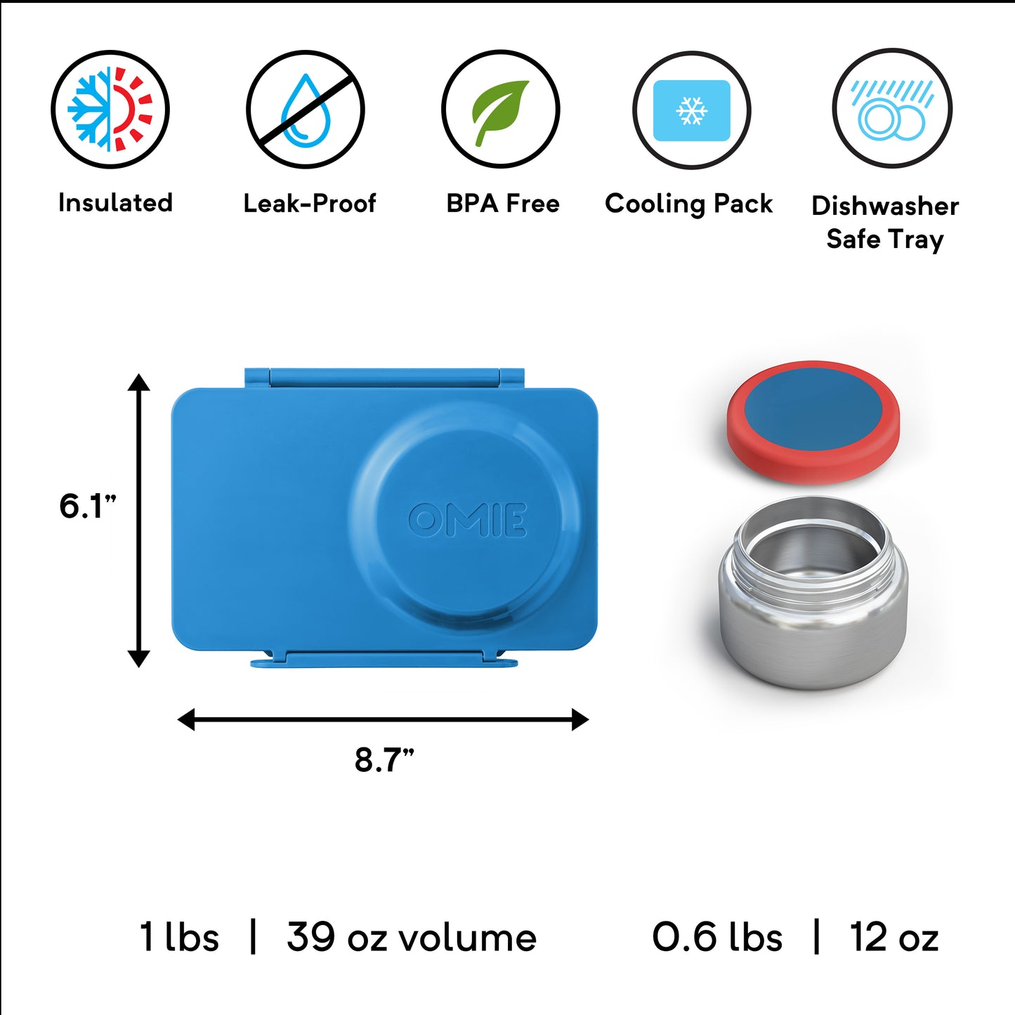 OmieBox UP® – Lonchera Térmica Infantil con Termo Integrado - Cosmic Blue | Omie