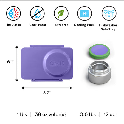 OmieBox UP® – Lonchera Térmica Infantil con Termo Integrado - Galaxy Purple | Omie