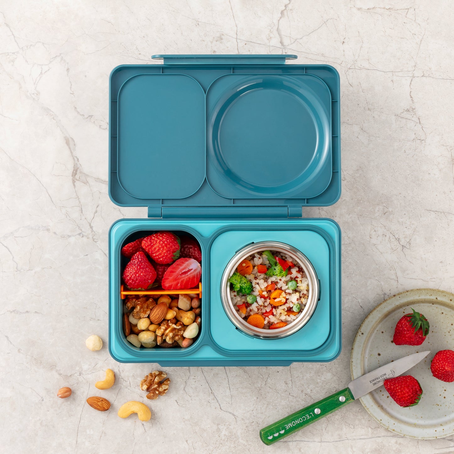 OmieBox UP® – Lonchera Térmica Infantil con Termo Integrado - Teal Green | Omie