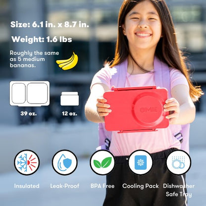 OmieBox UP® – Lonchera Térmica Infantil con Termo Integrado - Cherry Pink | Omie