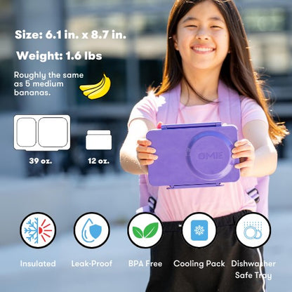 OmieBox UP® – Lonchera Térmica Infantil con Termo Integrado - Galaxy Purple | Omie