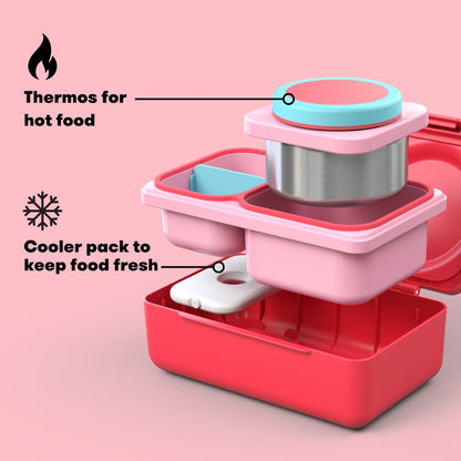 OmieBox UP® – Lonchera Térmica Infantil con Termo Integrado - Cherry Pink | Omie
