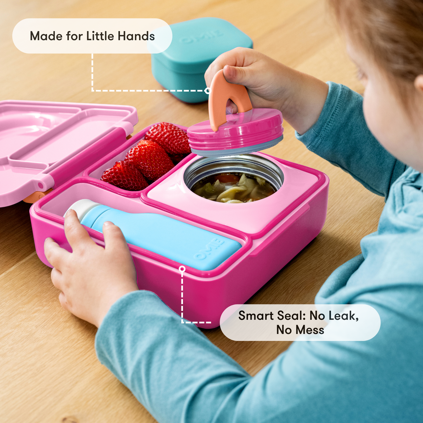 OmieBox® – Lonchera Térmica Infantil con Termo Integrado - Pixie Pink | Omie