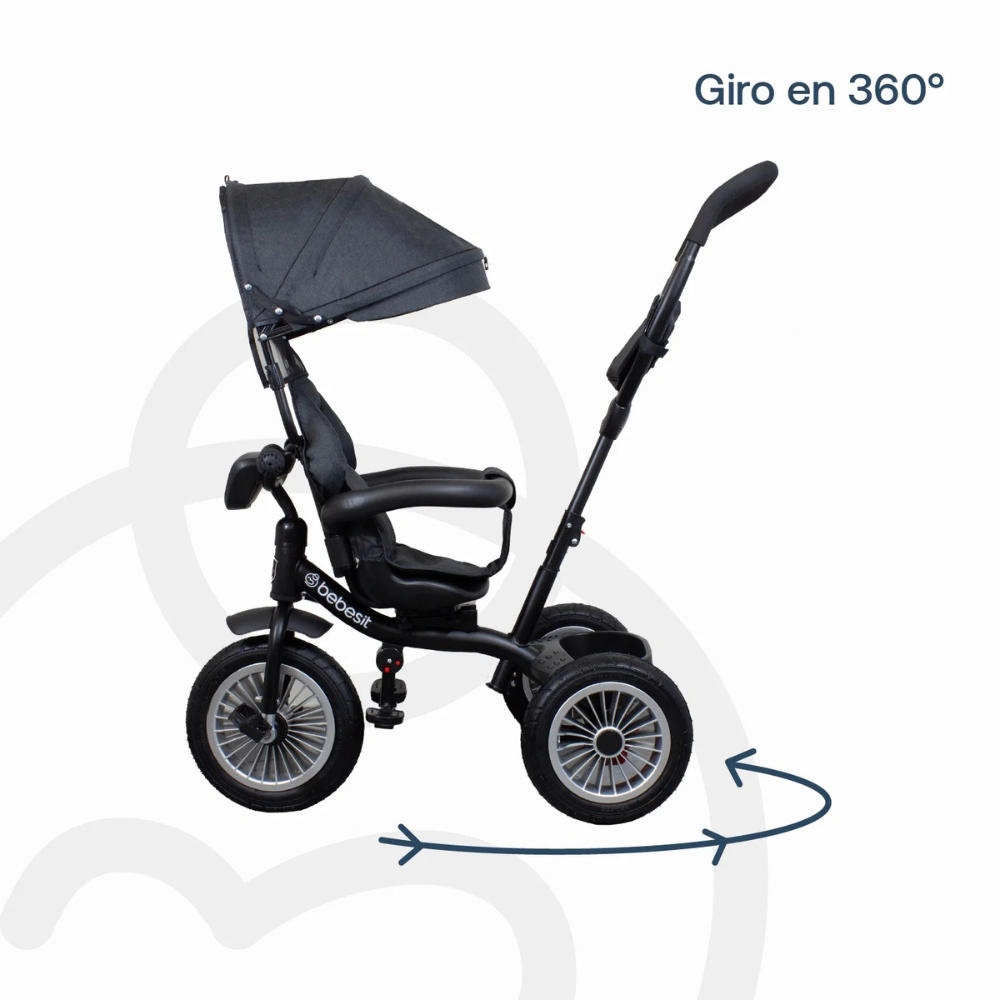 Triciclo de Paseo Infantil 360 LX - Negro | Bebesit