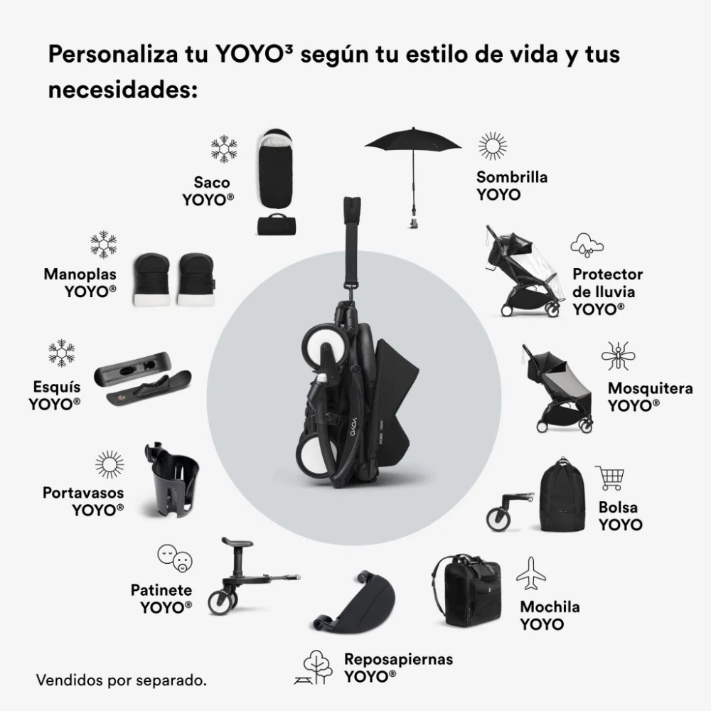 Coche Completo Stokke® YOYO³ – Chasis Negro + Asiento 6+ - Leopardo | YOYO by Stokke