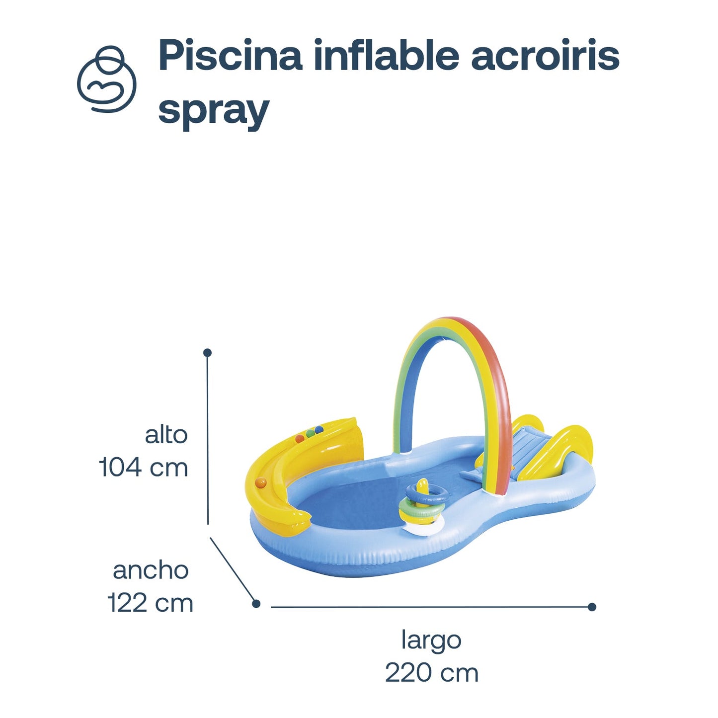 Piscina Centro de Juegos Arcoiris Tobogán Aspersor Be Splash | Bebesit