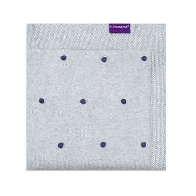 Organic Cotton Pompom Blanket - Blue