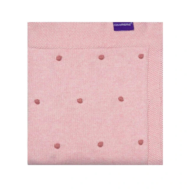 Organic Cotton Pompom Blanket - Pink