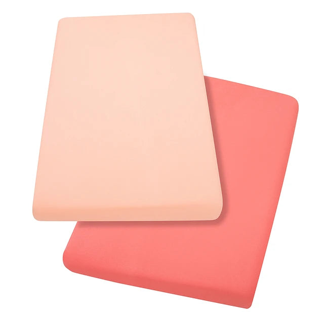 Pack de 2 Sábanas Bajeras para Cuna - Algodón Jersey - Coral