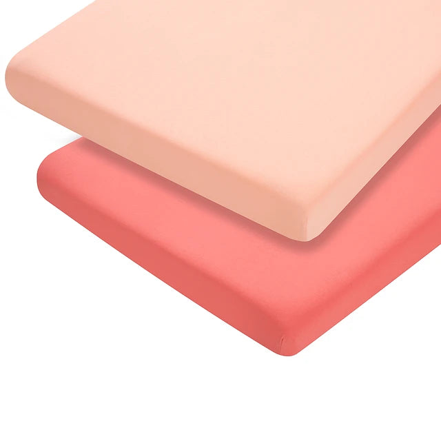 Pack de 2 Sábanas Bajeras para Cuna - Algodón Jersey - Coral