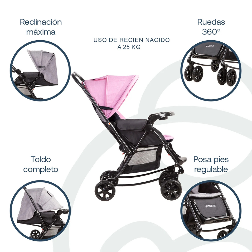 Coche Cuna Balancín SX - Rosado | Bebesit