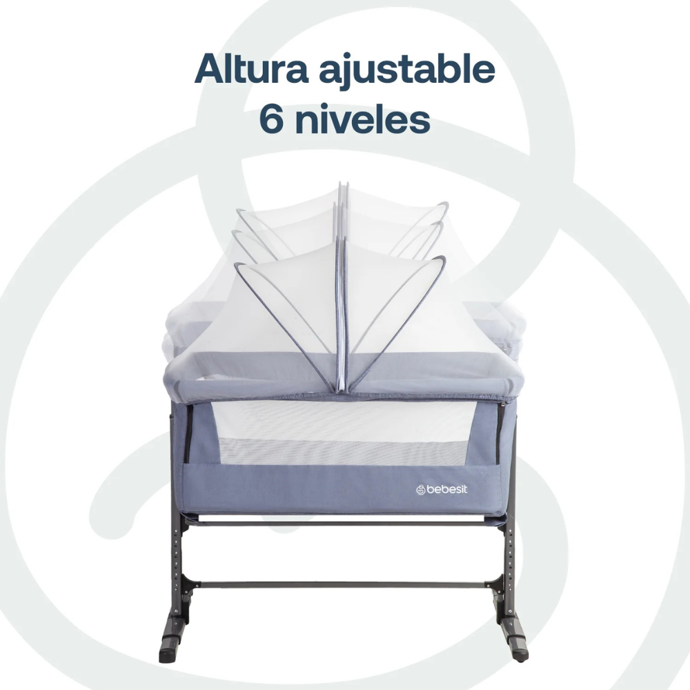 Cuna Colecho con Mosquitero MySide LX - Azul | Bebesit
