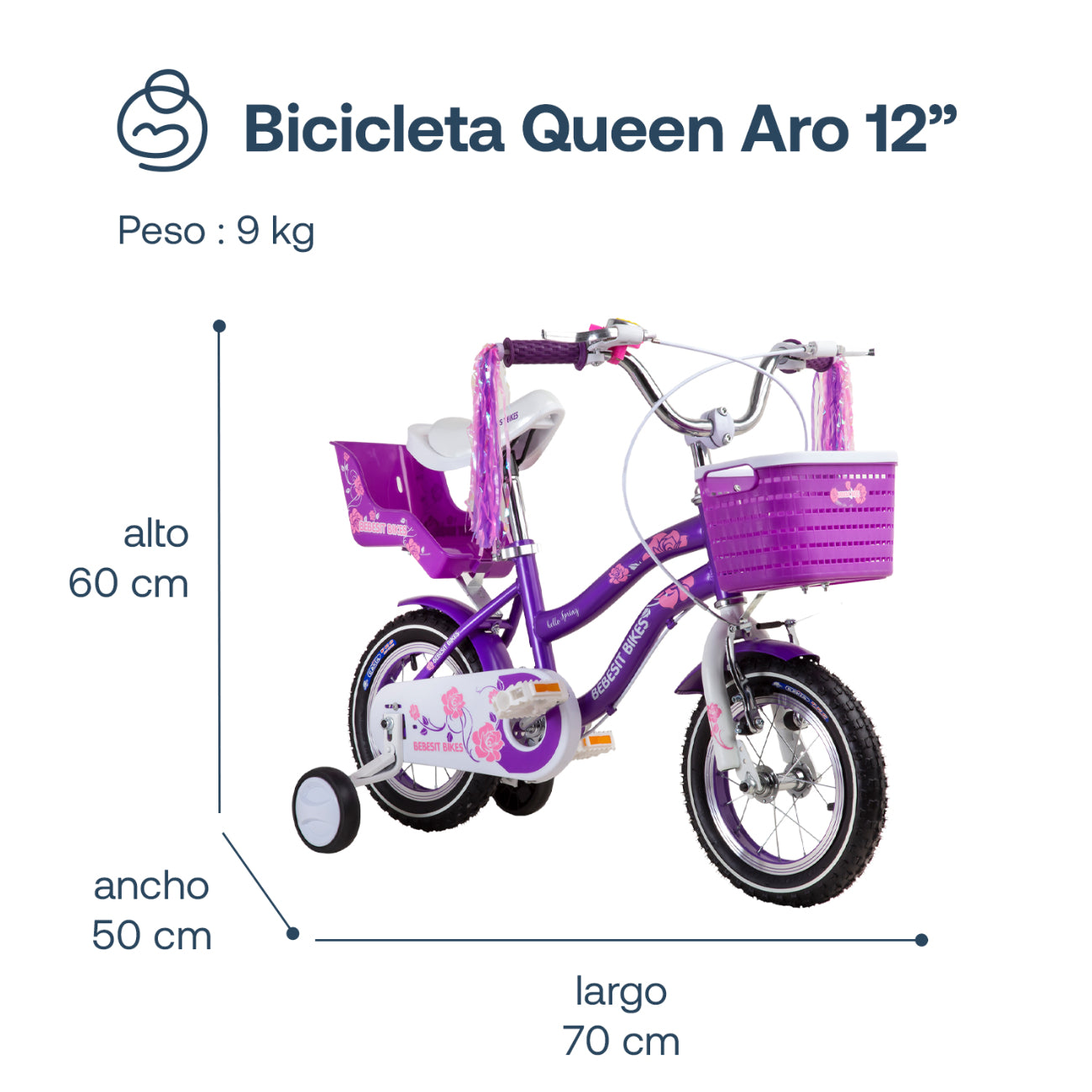 Bicicleta Infantil Queen - Morada | Bebesit
