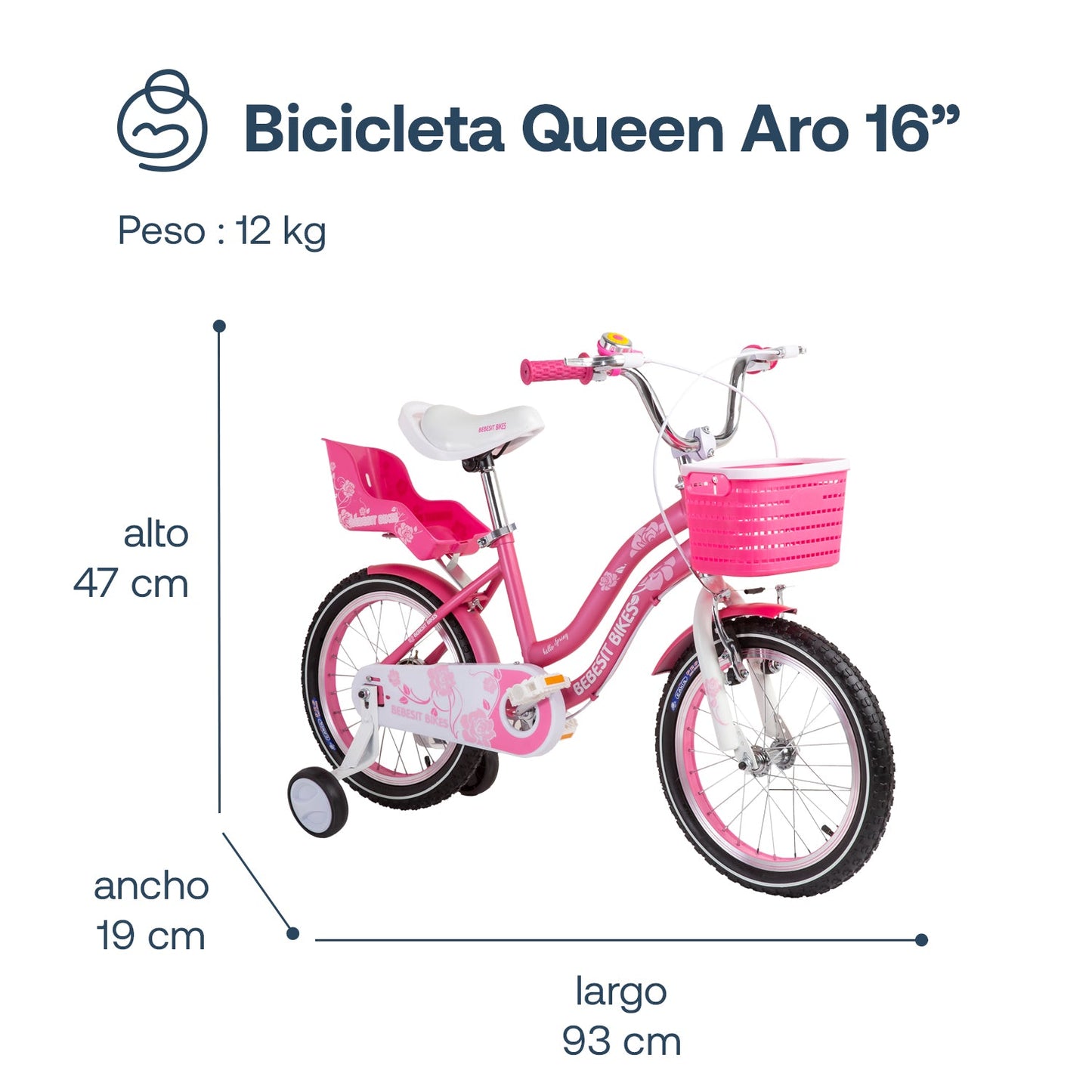 Bicicleta Infantil Queen - Rosada | Bebesit