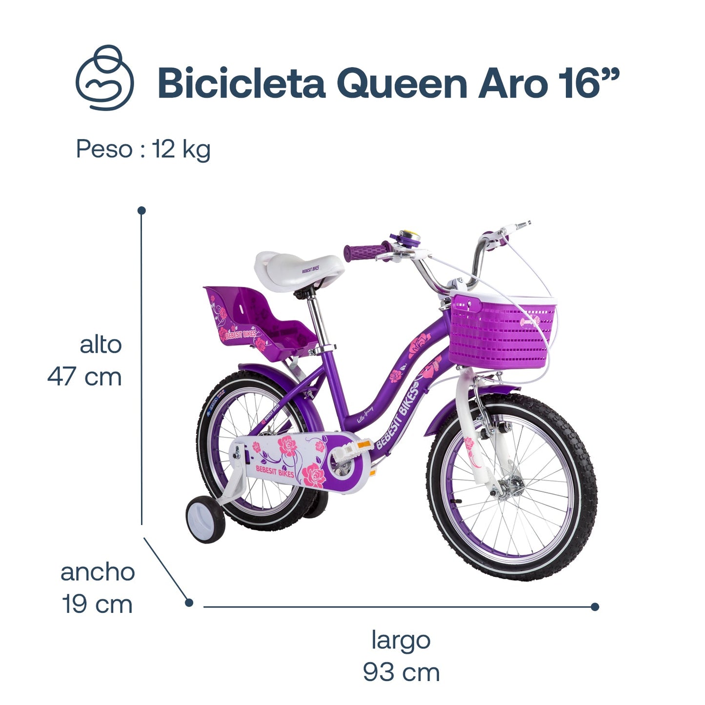 Bicicleta Infantil Queen - Morada | Bebesit