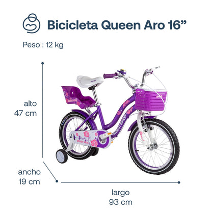 Bicicleta Infantil Queen - Morada | Bebesit