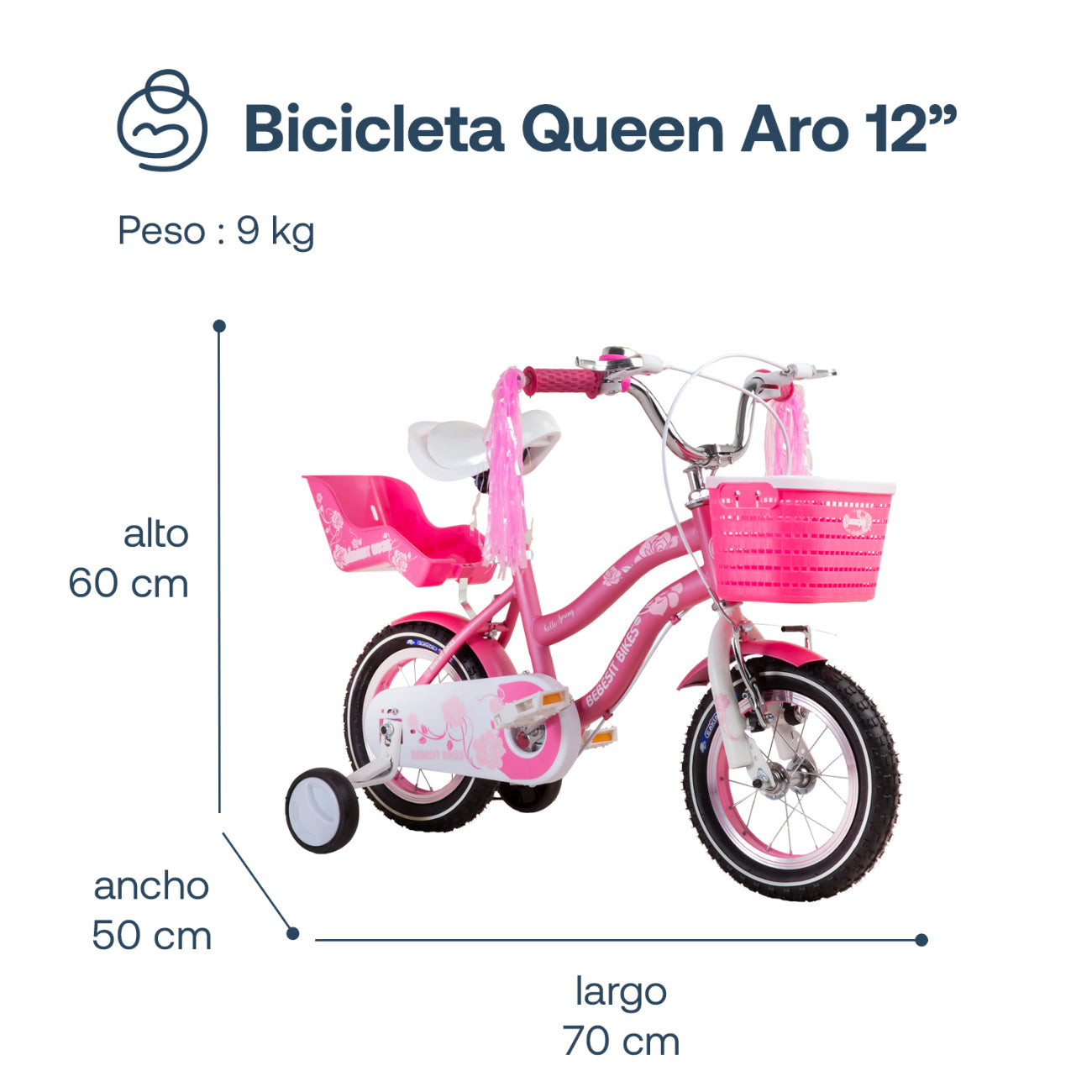 Bicicleta Infantil Queen - Rosada | Bebesit