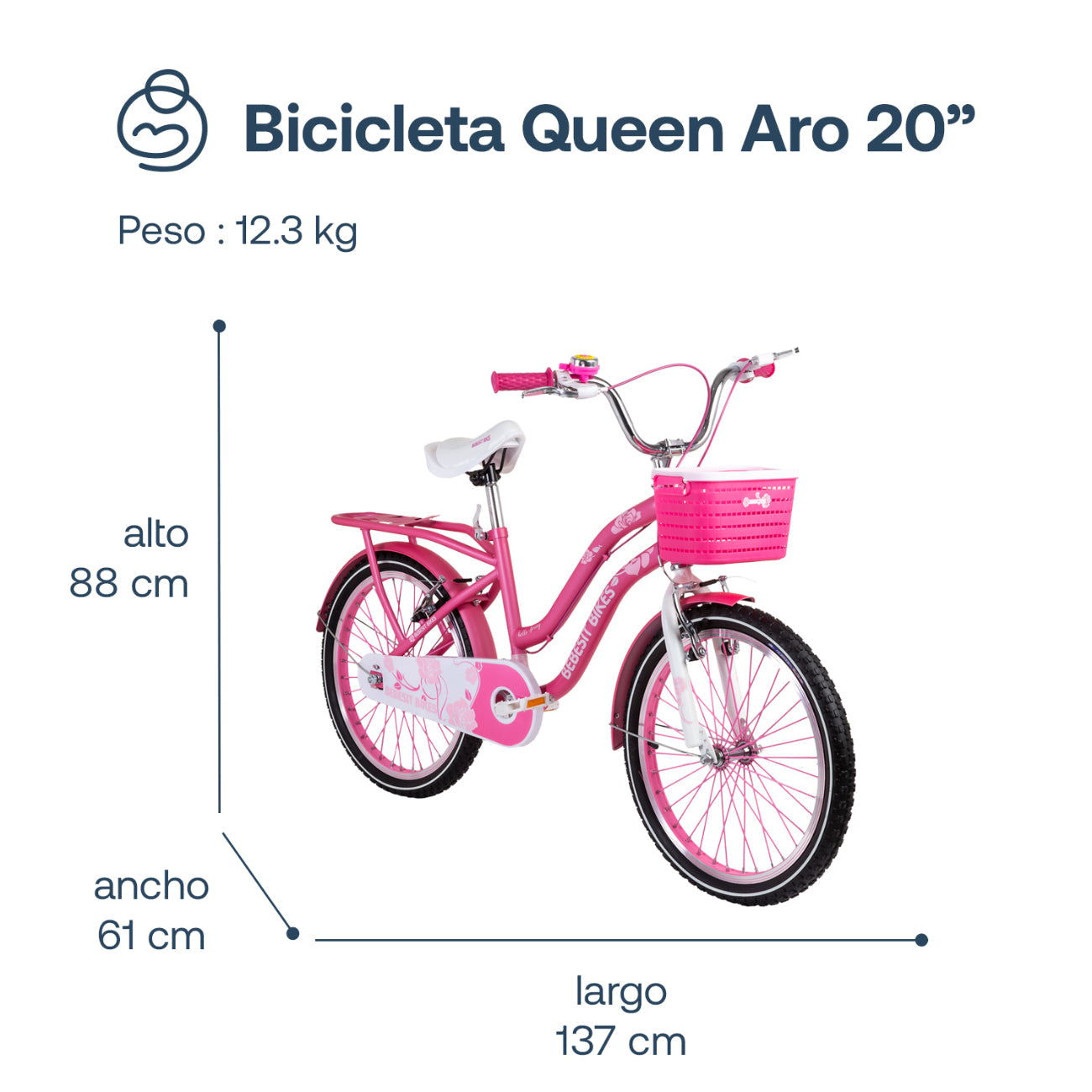 Bicicleta Infantil Queen - Rosada | Bebesit