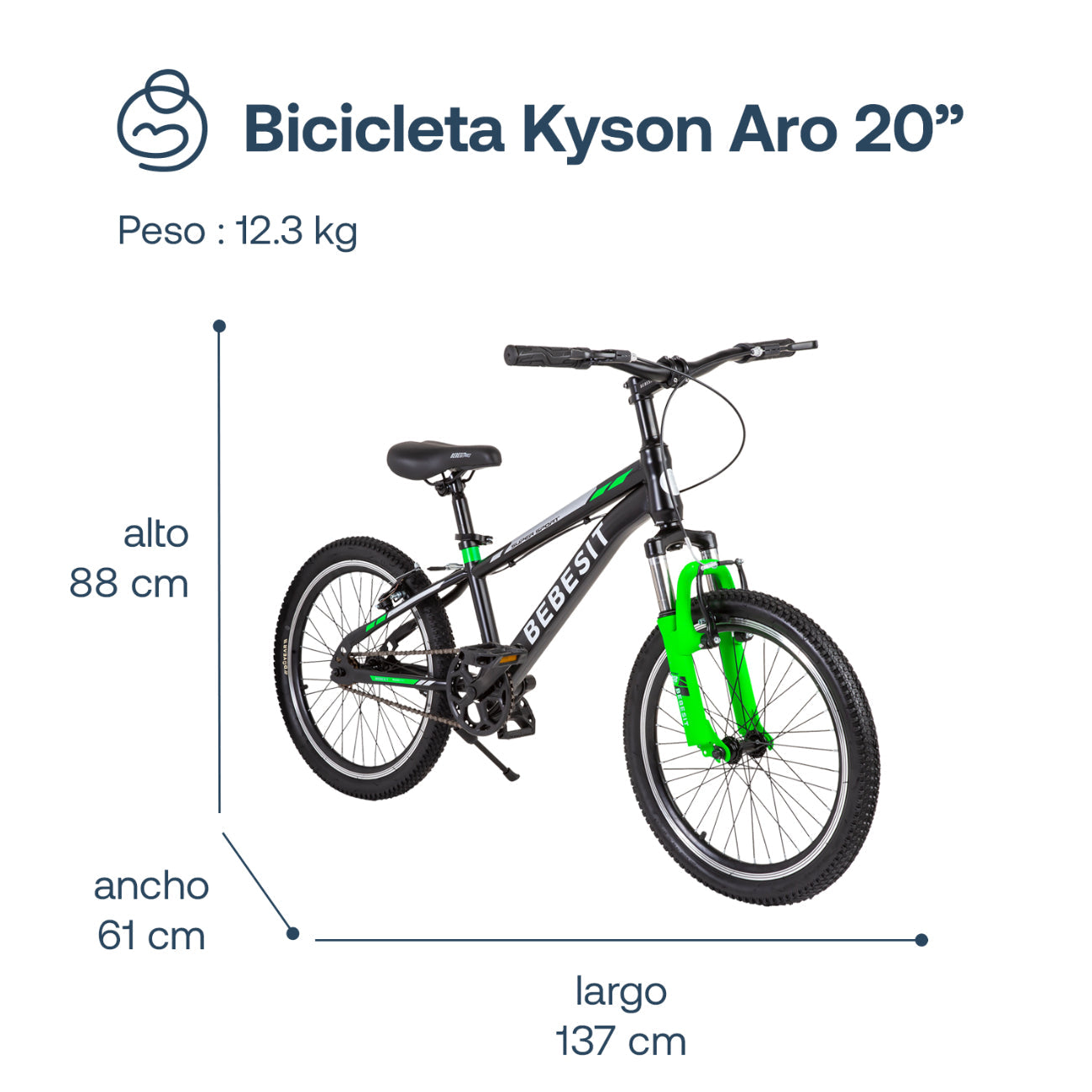 Bicicleta Infantil  Kyson - Aro 20 - Verde | Bebesit