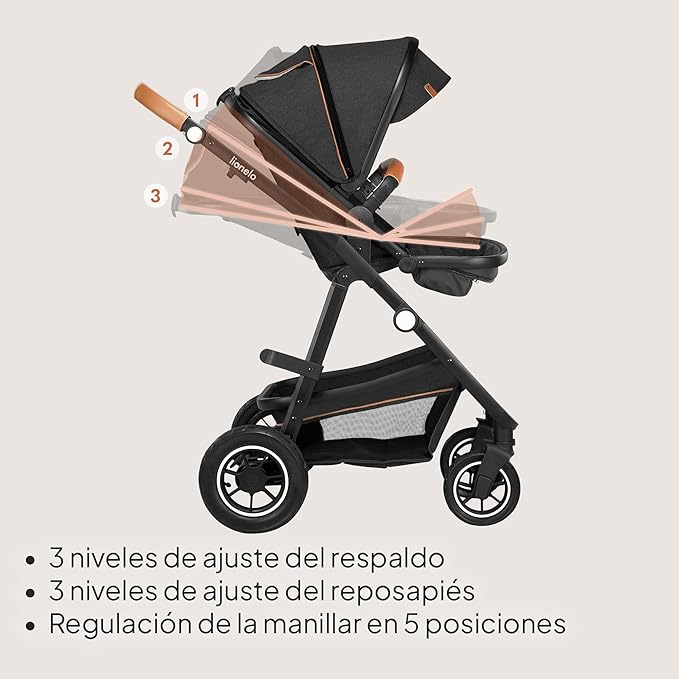 Coche Travel System 3 en 1 Amber - Black Silver | Lionelo