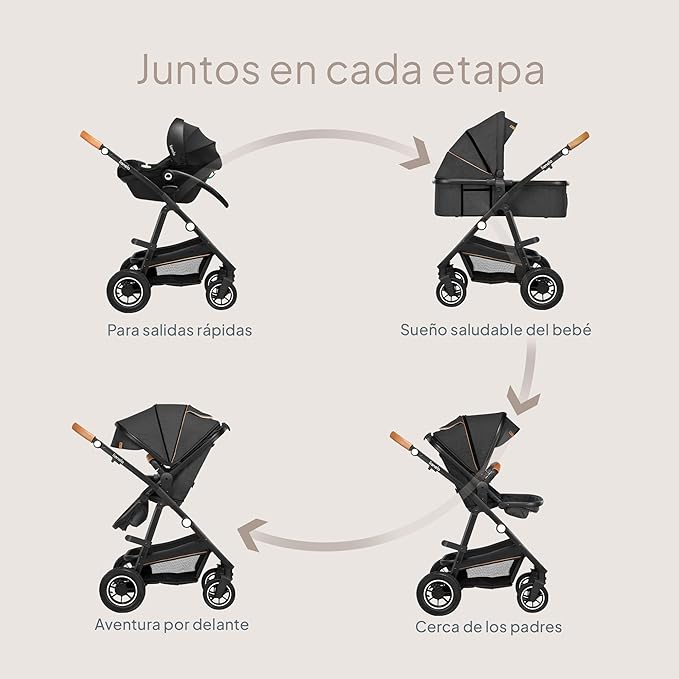 Coche Travel System 3 en 1 Amber - Black Silver | Lionelo