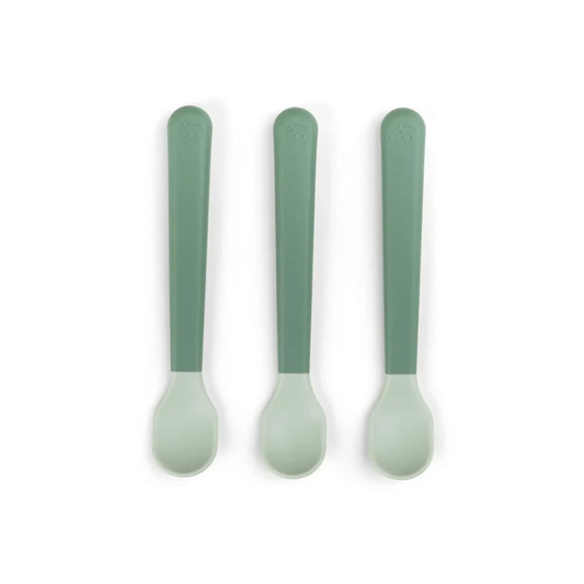 Set Foodie de 3 Cucharas de Fácil Agarre para Bebés - Verde | Done by deer