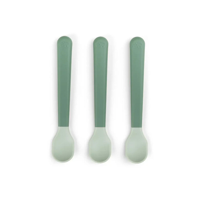 Set Foodie de 3 Cucharas de Fácil Agarre para Bebés - Verde | Done by deer