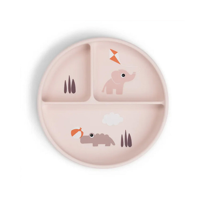 Plato con Compartimentos y Ventosa Playground - Rosa | Done by deer