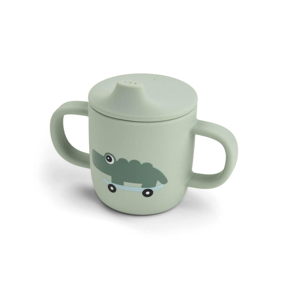 Vaso con Boquilla de Silicona de 2 Asas Playground - Verde | Done by deer