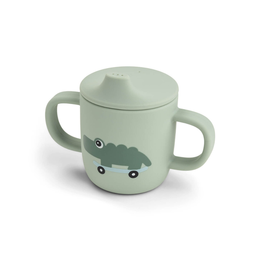 Vaso con Boquilla de Silicona de 2 Asas Playground - Verde | Done by deer