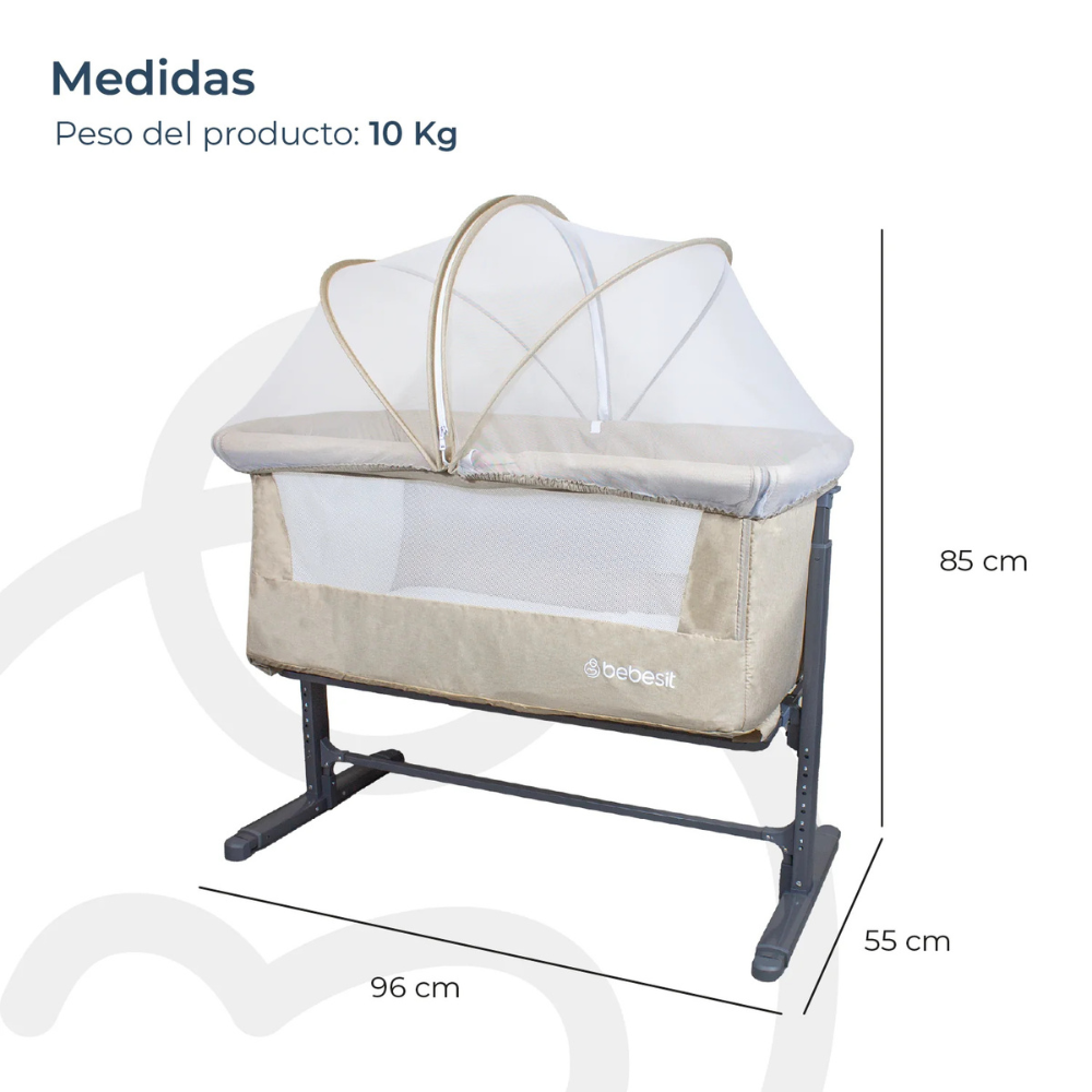 Cuna Colecho con Mosquitero MySide LX - Beige | Bebesit